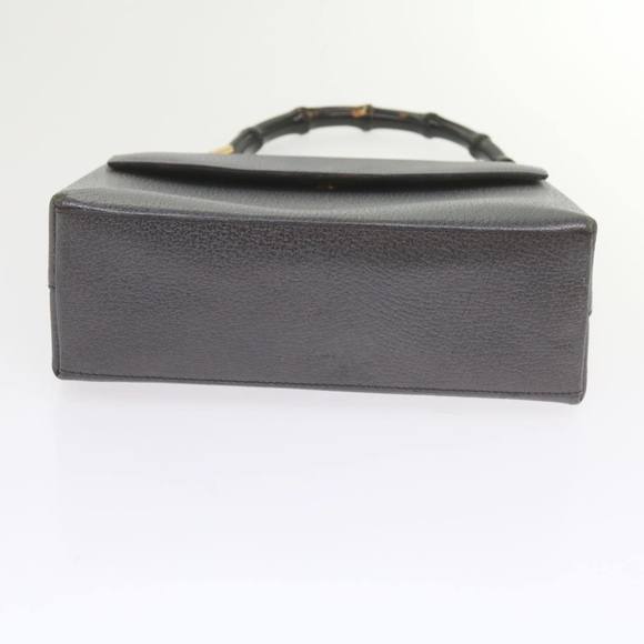 GUCCI Bamboo Hand Bag Leather Gray 001 3444 1887 Auth ar10952B - Picture 5 of 16